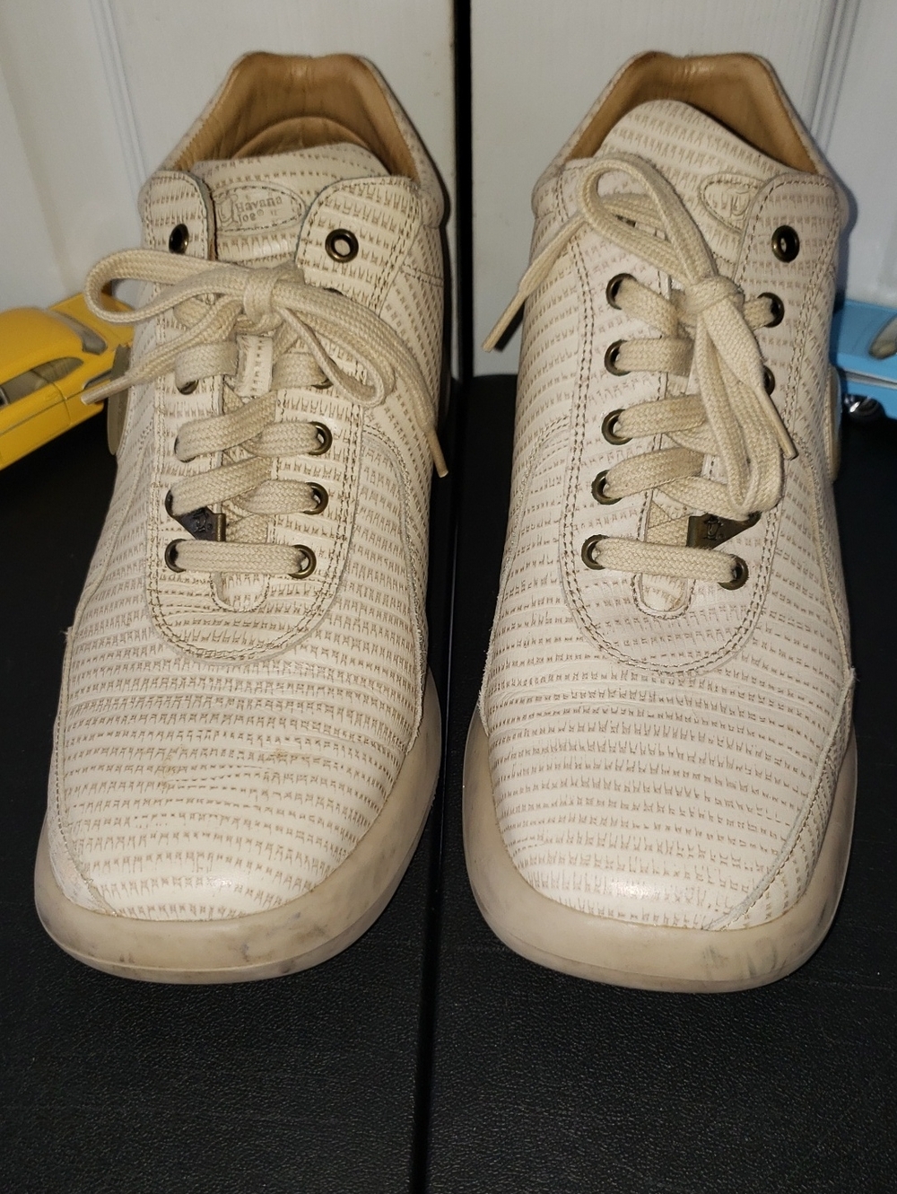 Vintage Havana Joe Leather Men's Lace-Up Sneakers Cream - Casual Everyday Style